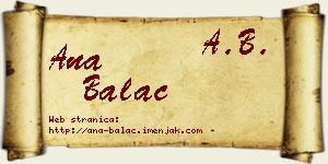 Ana Balać vizit kartica